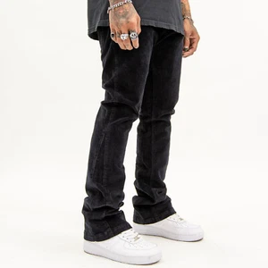 NEW MINTCREW FLARED CORDUROY PANTS SIZE 32 BLACK STREETWEAR STACKED DENIM TEARS - Picture 1 of 6