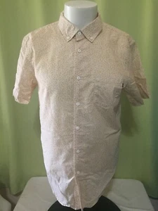 Obey Worldwide Men’s Light Brown White SS Button Front Shirt Medium - Picture 1 of 6