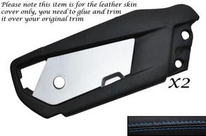 2x CUBIERTAS DE PIEL DE PUERTA EXTERIOR PUNTADA AZUL PARA VAUXHALL OPEL VX220 SPEEDSTER 00-06 - Imagen 1 de 3