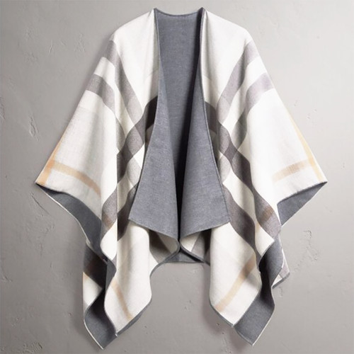 Nuovo autentico mantello Burberry Charlotte reversibile tinta unita casa check lana taglia unica