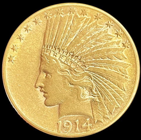 1914 D GOLD UNITED STATES $10 DOLLAR INDIAN HEAD EAGLE COIN Cover