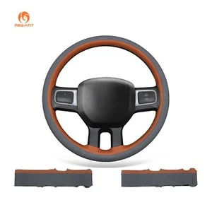 MEWANT Stitch Gray Brown Artificial Leather Steering Wheel Cover for Dodge RAM - Foto 1 di 10