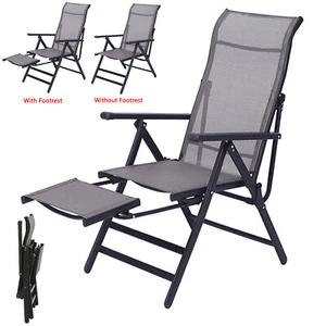 Heavy Duty Folding Chair High Back Chaise Lounge Chair Beach Reclining Chairs - Picture 1 of 16