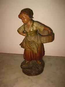 FRANCÉS ART NOUVEAU ARCILLA TERRACOTA FLORES HOLANDESAS CAMPEONES ESCULTURA ESTATUA CALENDARIO  - Imagen 1 de 10