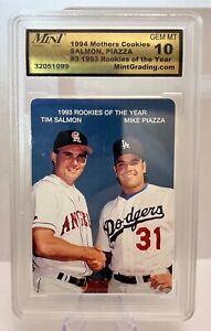 1994 MIKE PIAZZA TIM SALMON Rookies Of The Year Card Gem 10 Slab Mothers Cookies