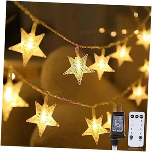 Star String Lights Plug in - 33 ft 100 LED Star Fairy String Lights Warm White - Picture 1 of 7