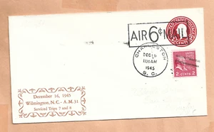FIRST FLIGHT  AM 31 CHARLESTON S.C TO WILMINGTON N.C DEC 15,1945 BROWN - Picture 1 of 1
