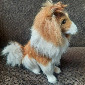 Estatuilla realista de perro Collie de pelo largo de 6,5", hecha con pelo de cabra - Imagen 1 de 11