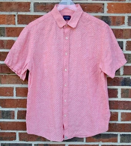 UNTUCKit Mens Medium Chiroubles Slim Fit Pink Shirt Linen Short Sleeve Button Up - Picture 1 of 4