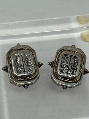 KONSTANTINO 18K GOLD, 925 STERLING CLIP-ON EARRINGS Monks Rare - Image 1 of 4