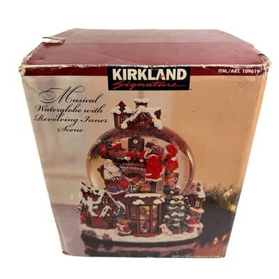 Kirkland Snow Globe Christmas Santa Scene Musical Rotating Waterglobe 109619 - Image 1 of 4