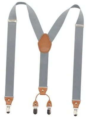 Timiot Hombre Y-Back 4 Clip Metal Elástico Tirantes Anchos Perfecto Para Gris Claro Foto 1 de 4