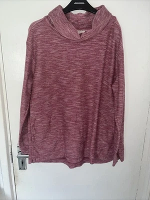 Fat Face Pink Marl Roll Neck Top Size M Pockets - Image 1 of 4