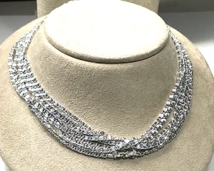 Sarah Coventry Necklace Silver Tone Aluminum Snail Multi Chain Choker Lot 66 - Picture 1 of 3