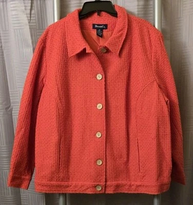 Denim & Co Women's Red Fully Lined Button Up Blazer Jacket Size 2X - Image 1 of 4