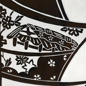 Antique Japanese Katagami Paper Kimono Stencil Katazome Plum Flowers House C961 - Picture 1 of 5