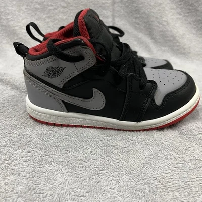 Nike Air Jordan 1 Mid Baby Toddler Shoes Size 9C Bred Shadow Boys DQ8425-006 - Image 1 of 4