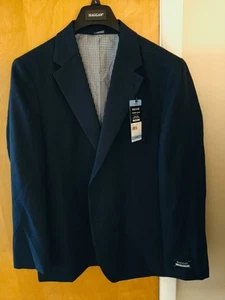 Haggar Men's Touring Blazer Navy Sport Coat Two Button Tailored Fit 44/46 L NEW - Picture 1 of 7