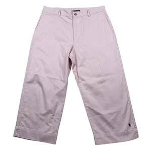 NEU Ralph Lauren Sport Cropped weites Bein rosa Baumwolle Hose Größe 12 Damen - Bild 1 von 8