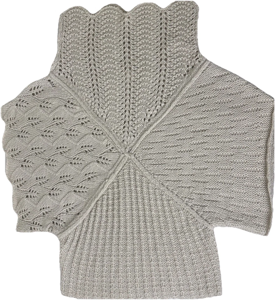 Suéter Tejido Abierto Mezcla Lana Sleeping on Snow S/M Capucha Cuello Beige Boho Indie Foto 1 de 4