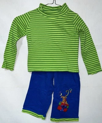 MICHAEL SIMON Rayas Navidad 2 Piezas Conjunto Pantalones/Top Reno/Presente Talla 3T Raro Foto 1 de 4