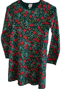 Vestido de algodón manga larga Hanna Anderson talla 10 Navidad flores de pascua nuevo sin etiquetas - Imagen 1 de 4