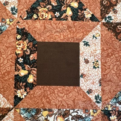 Vintage Frank Nelson Spectrix Brown Patchwork Cheater Quilt Cotton Fabric BTY #8 - Image 1 of 4