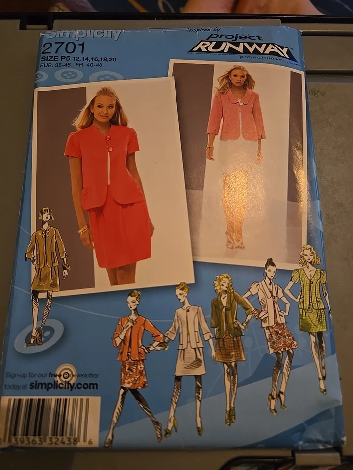 Simplicity 2701 Misses Project Runway Jacket Skirt Sewing Pattern Size P5(12-20)