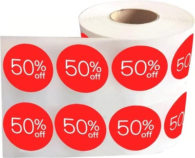POP RESIN Price Stickers 50 Off Percent Labels 1.5 inch Sale Tags inch, Red 1