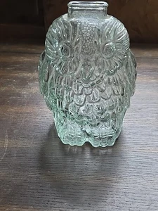 Wise Old Owl Vintage Clear Glass  Coin Bank E1 - Picture 1 of 7