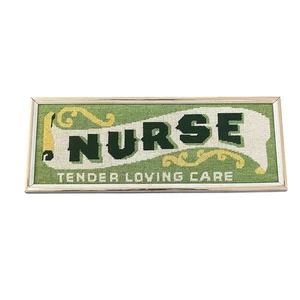 Vtg Needlepoint Nurse Appreciation Framed Healthcare 80s Cottagecore Gift Retro - Picture 1 of 5