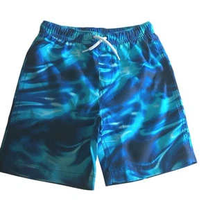 Lands' End Boys Blue Swirl Drawstring Mesh Liner Swim Trunks S 6 7 NWOT - Picture 1 of 6
