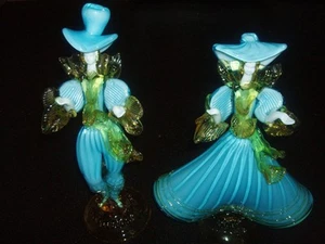 Par de grandes figuras de cristal de Murano de 36 cm de bailarines ambas firmadas por G.Toffolo - Imagen 1 de 6