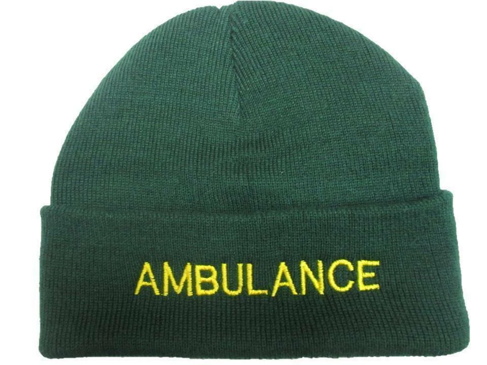 Gorro/chapéu de lã AMBULANCE (VERDE) para enfermeira paramédica St John Medic EMT 999 - Imagem 1 de 1