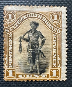 NORTH BORNEO 1897-1902 1c MH P.13½ SG#92 NB6039 - Picture 1 of 3