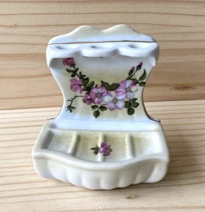 Nippon Toothbrush Holder Soap Dish Porcelain Hand Painted Wild Rose Japan MCM - Picture 1 of 11
