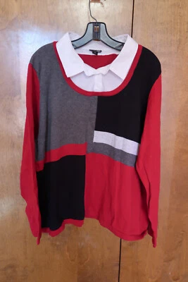 Suéter Pullover East 5th Mujer Manga Larga con Cuello Camisa 2-1 Talla 3X Foto 1 de 4