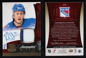2010 Upper Deck The Cup Gold Rainbow /21 Derek Stepan RPA Rookie Patch Auto RC