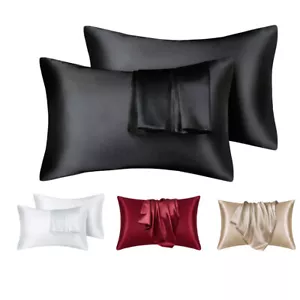 Silk Satin Pillowcase for Hair Skin Pillow Cases Set of 2 Pillow Covers - Picture 1 of 37