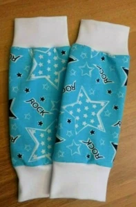  Stulpen Beinstulpen  für Babys und Kinder   Rock Stars Türkis-Weiß Handmade - Bild 1 von 1