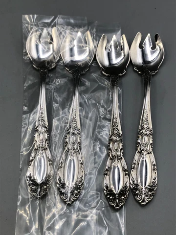 King Richard by Towle Sterling Silver set of 4 Ice Cream Spoon/Forks 5.5" Cover