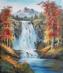 Waterfall Landscape - #3C-2, 24x20, 100% hand Painted Oil Painting on Canvas - Picture 1 of 5