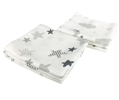 M.M.C. 6er PACK WOLKEN & STERNE Mullwindeln Spucktücher Mulltücher 80x70 cm ÖKO-TEX