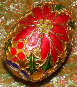 Vintage Weihnachten Cloisonne Emaille Ei Ornament - Bild 1 von 5