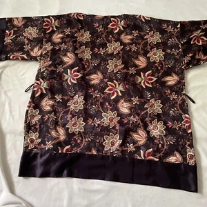 Victorias Secret Gold Label Floral Satin Kimono Robe One Size Fits All Black & M - Picture 1 of 15