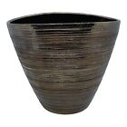 Bronze Metallic Textured Ribbed Pottery Pot Planter Made in Holland 6in Tall
