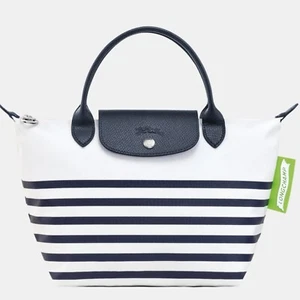 OFFERTA Borsa a mano Longchamp LE PLIAGE poliammide riciclata a righe marina/nera taglia S - Foto 1 di 7