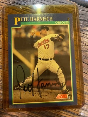 Autograph Pete Harnisch 1991 score baseball card orioles signed - Image 1 of 4