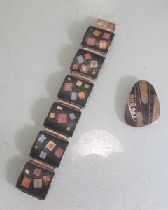 Armband 70er Jahre Silber Emaille + Anhänger Emaille (245) - Bild 1 von 8