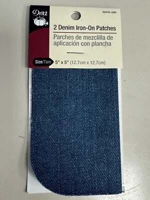 Dritz 55240-59D Patches, Iron-On, Denim, 5 x 5-Inch (2 Count) New - Image 1 of 3